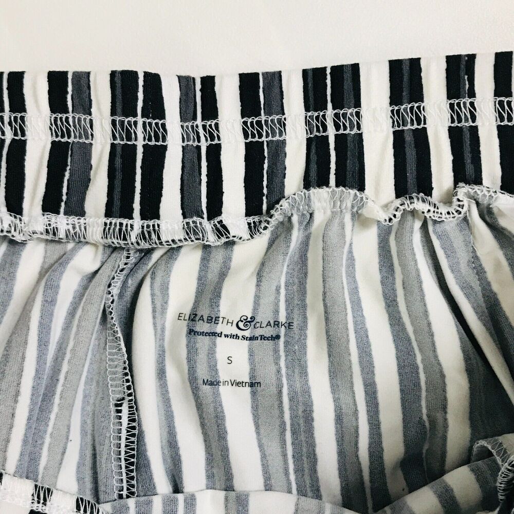 Elizabeth & Clarke Women's Small Pants White Black Striped Wide Leg NWOT BG6 - Picture 2 of 5